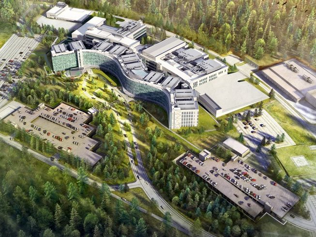 Blick auf das Militärhospital Ramstein, Grosch ist hier aktiv in der Bauleitung 